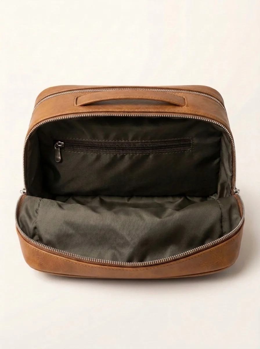 MORAES Toiletry Bag Deluxe — open, interior zip pocket